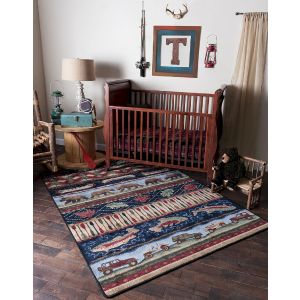 American Dakota Rugs Cabin 0059MUL Blue