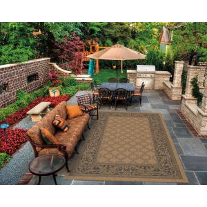 Couristan Rugs RECIFE GARDEN LATTICE 10162000 COCOA/BLACK