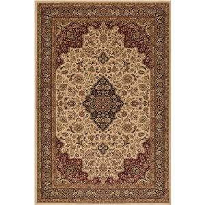 Concord Global Rugs-Persian Classics-Medallion Kashan Ivory , Ivory