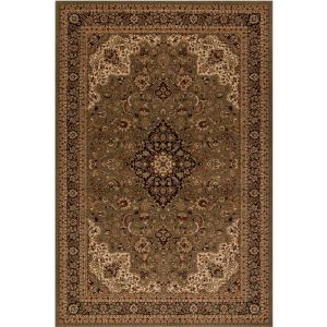 Concord Global Rugs-Persian Classics-Medallion Kashan Green , Green