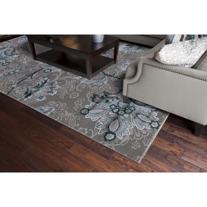 Concord Global Rugs-Thema-Jacobean Teal - Gray , Teal - Gray