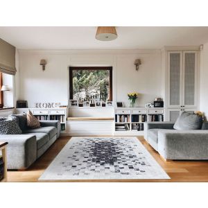  Couristan Rugs PRAIRIE HYGEE BLOCKS 30090097 COAL/ICE CAPS