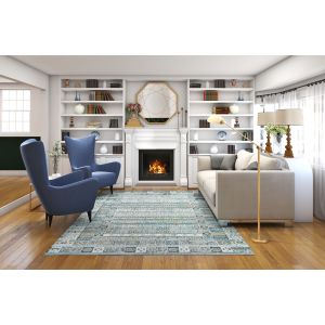 Couristan Rugs SIENA TESSERA 32280430 BLUE/GOLD/STEEL