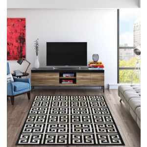 Couristan Rugs CHALET MEANDER 32590243 BLACK/IVORY