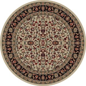 Concord Global Rugs-Jewel-Kashan Ivory/Black Border ,  Ivory/Black Border