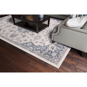 Concord Global Rugs-Lara-Center Medallion Ivory-Blue ,  Ivory-Blue