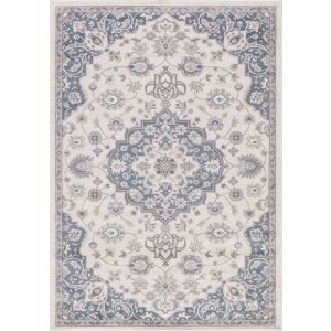 Concord Global Rugs-Lara-Center Medallion Ivory-Blue , Ivory-Blue