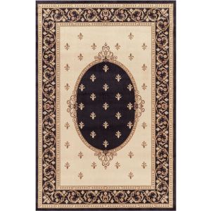 Concord Global Rugs-Jewel-F.Lys Medallion Black , Black