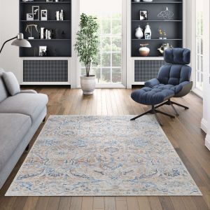 Couristan Rugs COUTURE BALLERINE 67658700 BURNISHED GOLD/DENIM