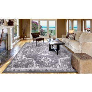 Concord Global Rugs-Jefferson Collection-Vintage Medallion Gray , Gray