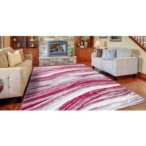 Concord Global Rugs-Jefferson Collection-Marble Stripes Red , Red
