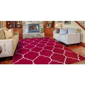 Concord Global Rugs-Jefferson Collection-Morocco Trellis Red , Red