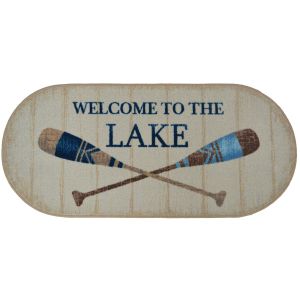 Mayberry Rugs Cozy Cabin CC10454 Welcome to the Lake Beige