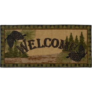 Mayberry Rugs Cozy Cabin CC5272 Forest Welcome Beige