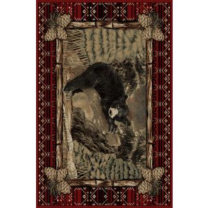 Mayberry Rugs Lodge King LK7650 Lazy Bear Red