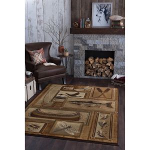 Tayse Rugs Nature Trout Fishing NTR6602 Ivory