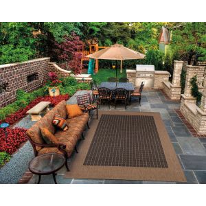 Couristan Rugs RECIFE CHECKERED FIELD R0052000 BLACK/COCOA