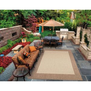 Couristan Rugs RECIFE CHECKERED FIELD R0053000 NATURAL/COCOA