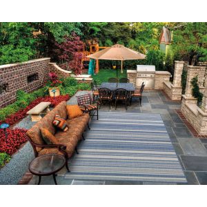 Couristan Rugs RECIFE GAZEBO STRIPE R3131212 CHAMPAGNE/BLUE