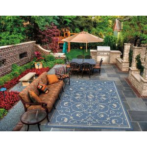 Couristan Rugs RECIFE VERANDA R5831212 CHAMPAGNE/BLUE