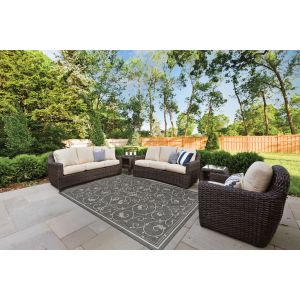 Couristan Rugs RECIFE VERANDA R5833312 CHAMPAGNE/GREY