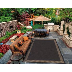 Couristan Rugs RECIFE WICKER STITCH R6812000 BLACK/COCOA