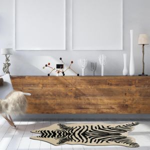 Linon Rugs Faux Cow Hide RUGFCHMNBLKZ