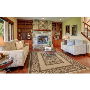 Concord Global Rugs-Ankara-Floral Border Ivory , Ivory
