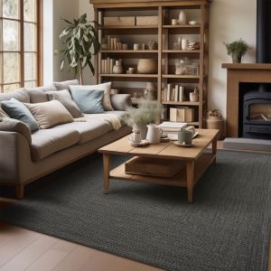 Homespice Rugs-Jute Braided Rug-Salem-Black & Gold