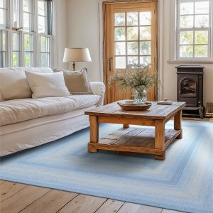Homespice Rugs-Jute Braided Rug-Sky Blue-Sky Blue & Ivory