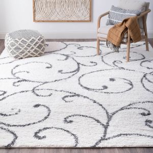 Tayse Rugs Soho Shag Benji SOH1100 White