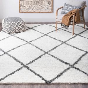 Tayse Rugs Soho Shag Derry SOH1200 White