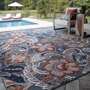 Tayse Rugs Tropic Lilia TRP1307 Dark Blue