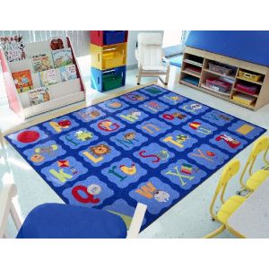Joy Carpets Rugs Kid Essentials 1628-01 Alphabet Blues Multi