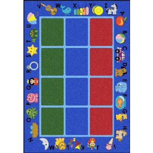 Joy Carpets Rugs Kid Essentials 1624-01 Alphabet Phonics Blue