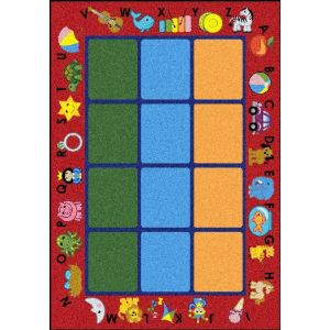 Joy Carpets Rugs Kid Essentials 1624-02 Alphabet Phonics Red