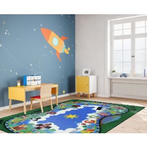 Joy Carpets Rugs Kid Essentials 1924-01 Alphabet Railway Multi