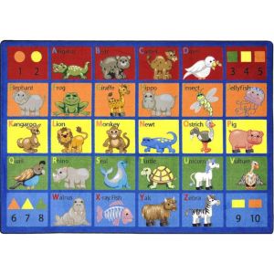 Joy Carpets Rugs Kid Essentials 1623-01 Animal Phonics Multi