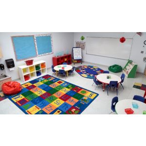Joy Carpets Rugs Kid Essentials 1428-01 Around the Block Multi