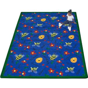 Joy Carpets Rugs Kid Essentials 1451-01 Bee Attitudes Blue