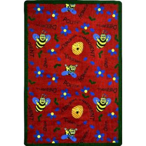 Joy Carpets Rugs Kid Essentials 1451-02 Bee Attitudes Red