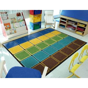 Joy Carpets Rugs Kid Essentials 1709-03 Blocks Abound Earthtone