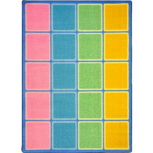 Joy Carpets Rugs Kid Essentials 1709-02 Blocks Abound Pastel