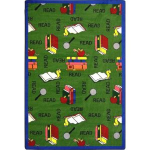 Joy Carpets Rugs Kid Essentials 1419-02 Bookworm Green