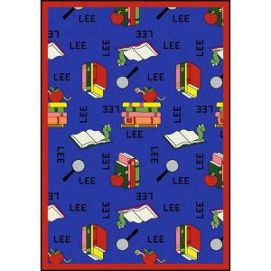 Joy Carpets Rugs Kid Essentials 1564-01 Bookworm (Spanish) Blue