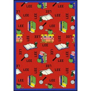 Joy Carpets Rugs Kid Essentials 1564-03 Bookworm (Spanish) Red