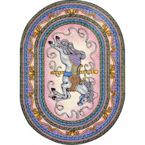 Joy Carpets Rugs Kid Essentials 1473-02 Carousel Pink