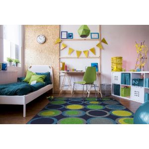 Joy Carpets Rugs Kid Essentials 1857-02 Circle Back Navy