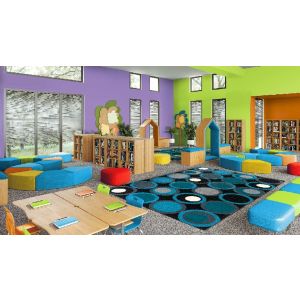 Joy Carpets Rugs Kid Essentials 1857-07 Circle Back Sapphire