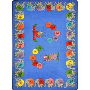 Joy Carpets Rugs Kid Essentials 1434-01 Circus Elephant Parade Multi